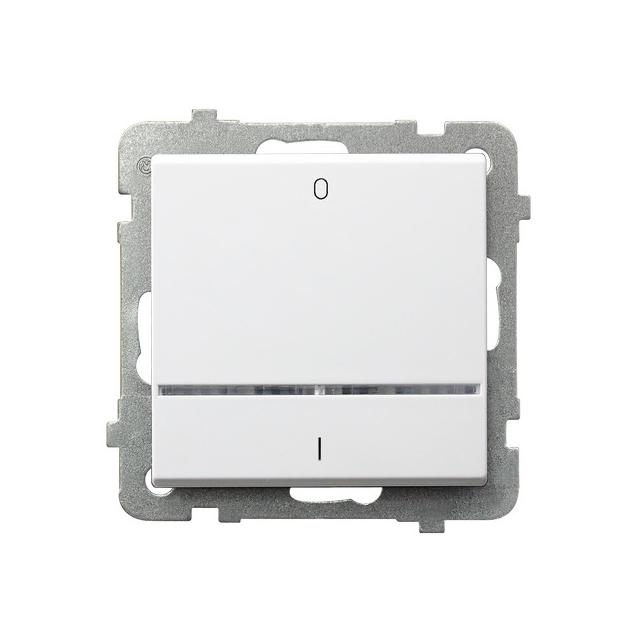 SONATA Łącznik dwubiegunowy z podświetleniem niebieskim - kolor biały mat