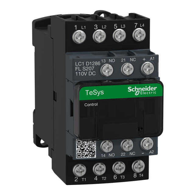 Stycznik mocy TeSys D [AC-3] 25A 4P 2Z 2R kolejowy cewka 110VDC niski pobór LC1D1286FLS207 Schneider