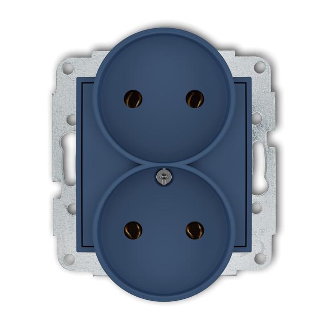 MINI Gniazdo podwójne do ramki bez uziemienia 2x2P (bez przesłon torów prądowych) navy blue 64MGPR-2 KARLIK