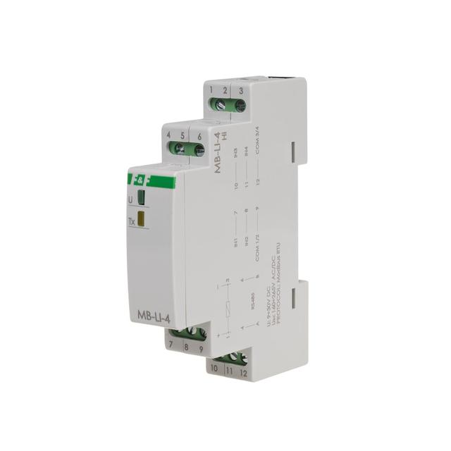Licznik impulsów z wyjściem MODBUS RTU 4-kanałowy 1 moduł MAX-MB-LI-4HI F&F