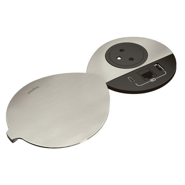 INCARA: DISQ 80 - 2P+Z / USB A+C / RJ45 Z POKRYWĄ - 2,0 M-CZARNY, Legrand
