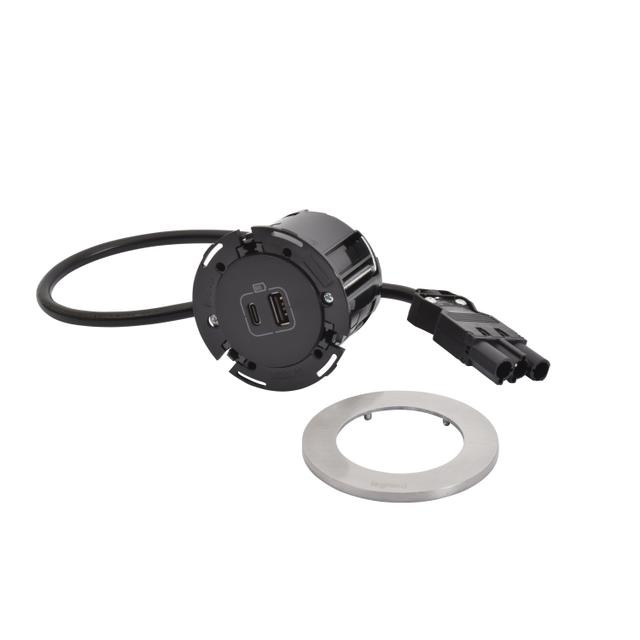 INCARA: DISQ 60 - USB A+C - 0,5 M WIELAND-METAL/CZARNY, Legrand
