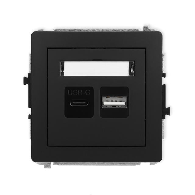 DECO Ładowarka USB podwójna USB C + USB A, 20W max. czarny mat 12DCUSB-8 KARLIK