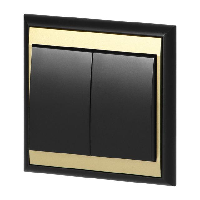Łącznik podtynkowy świecznikowy Luna, 10A, 250V, WP-2L, czarny/złoty