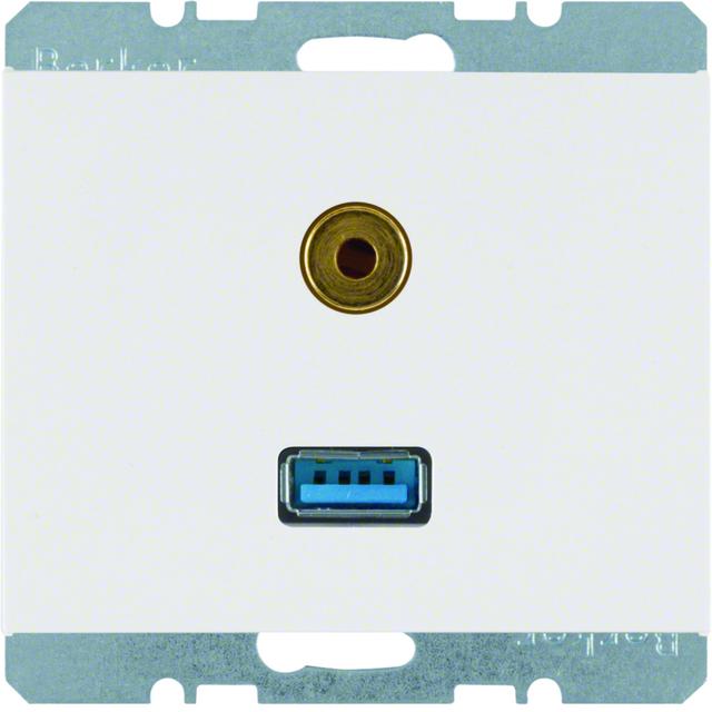 BERKER K.1 Gniazdo USB / 3,5mm Audio biały 3315397009 HAGER