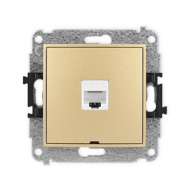 ICON Mechanizm gniazda komputerowego pojedynczego 1xRJ45, kat. 6, 8-stykowy, bez pola opisowego złot