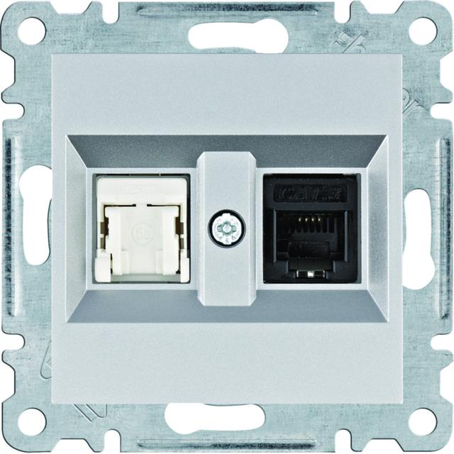 lumina Gniazdo RJ11/12 + RJ45, srebrny WL2212 HAGER