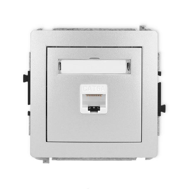 DECO Mechanizm gniazda komputerowego pojedynczego 1xRJ45, kat. 6A, 8-stykowy srebrny metalik
