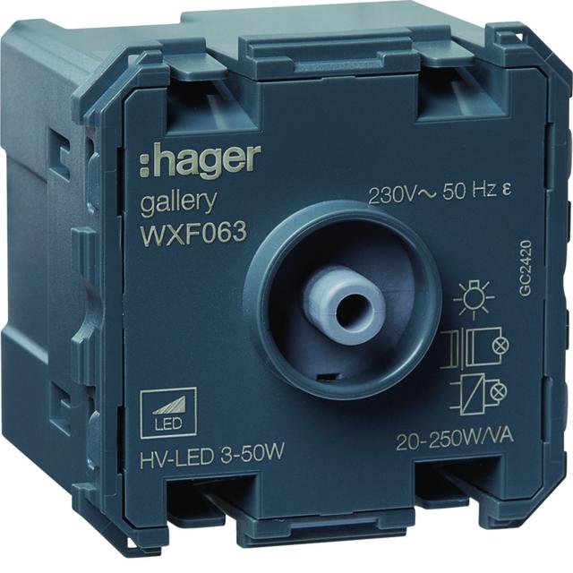 lumina/gallery Ściemniacz przyciskowy obc. R/L/C 250 W, LED 50 W mechanizm 2M WXF063 HAGER