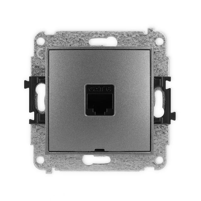 ICON Mechanizm gniazda komputerowego pojedynczego 1xRJ45, kat. 6, 8-stykowy, bez pola opisowego graf