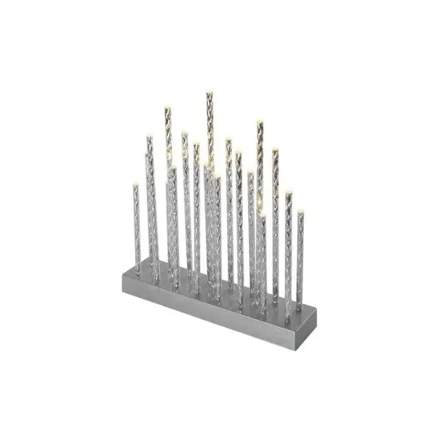 Dekoracje - świecznik srebrny 19 LED, 28 cm 3x AA ciepła biel, IP20, timer
