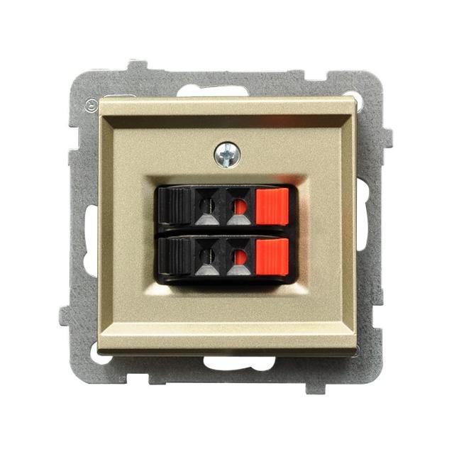 SONATA Gniazdo głośnikowe podwójne - kolor szampański złoty