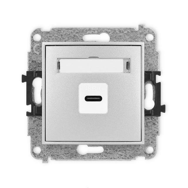 ICON Gniazdo pojedyncze 1xUSB C-C srebrny metalik 7IGUSB-7 KARLIK