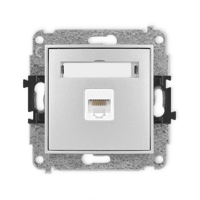 ICON Mechanizm gniazda komputerowego pojedynczego 1xRJ45, kat. 5e, 8-stykowy srebrny metalik