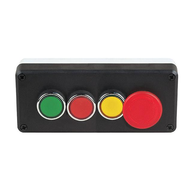 kaseta czarno-szara, 3 przyciski kryte, stop bezpieczeństwa ryglowany 40mm