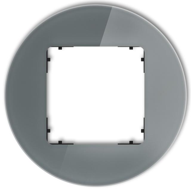 ICON Ramka uniwersalna pojedyncza okrągła - efekt szkła (ramka: grafitowa; spód: czarny) grafitowy