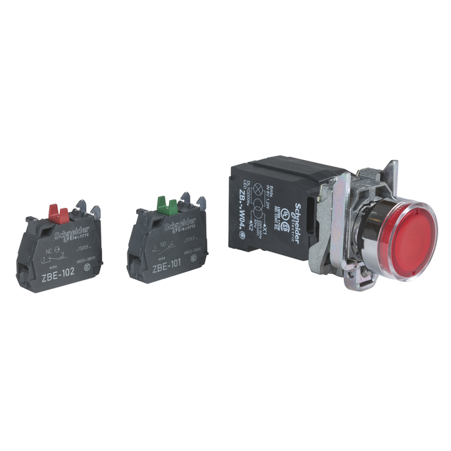 Harmony XB4 Przycisk płaski czerwony żarówka 220/240V transformator metalowy XB4BW3445 Schneider