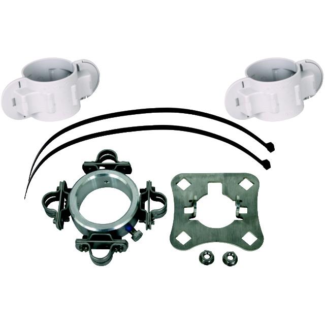 Zestaw montażowy do HVI long na rurze wsporczej, płytka przyłączeniowa, obejma na rurę z 4 uchwytami