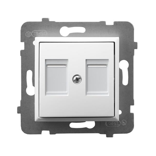 ARIA Obudowa gniazda podwójnego z przesłoną typu Keystone prosta - kolor biały