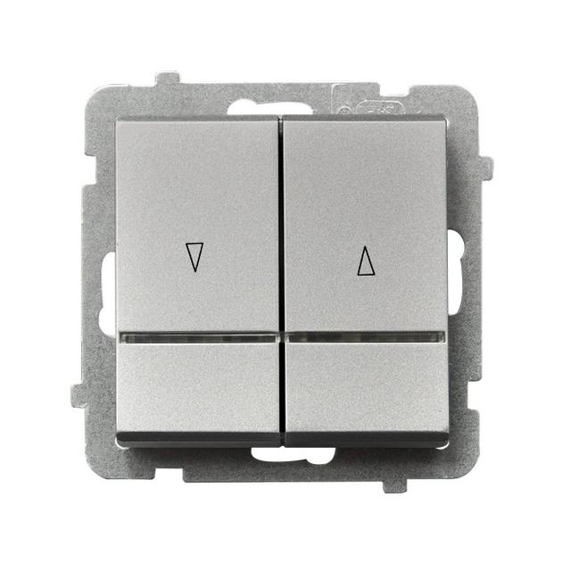 SONATA Łącznik żaluzjowy, zwierny, z podświetleniem niebieskim - kolor srebro mat