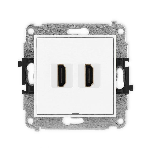 ICON Mechanizm gniazda podwójnego HDMI 2.0, bez pola opisowego biały mat