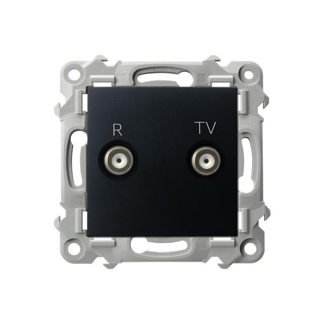 SZAFIR Gniazdo RTV przelotowe 10-dB - kolor czarny metalik