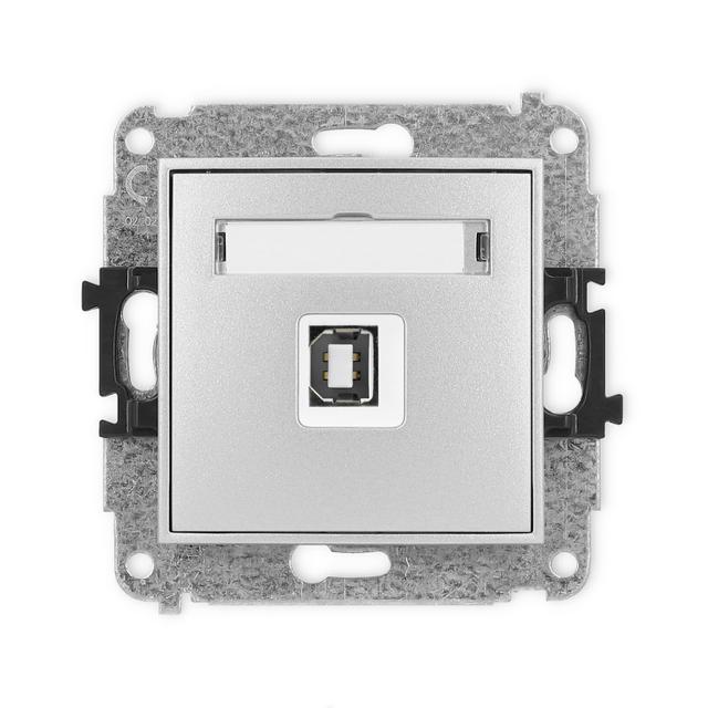 ICON Gniazdo pojedyncze USB A-B 2.0 srebrny metalik 7IGUSB-3 KARLIK