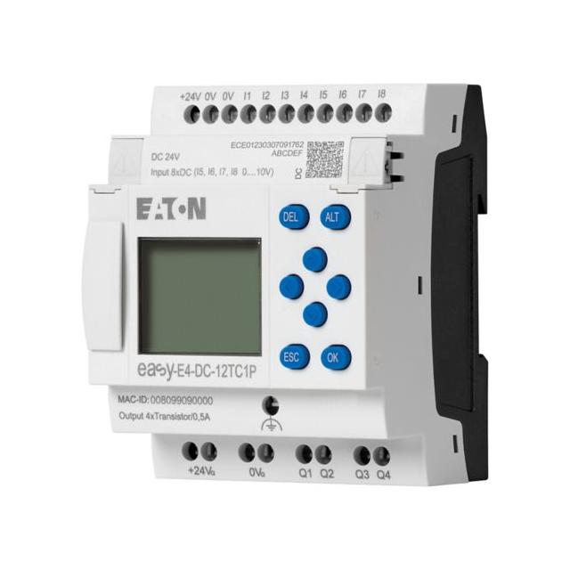 EASY-E4-DC-12TC1P easyE4 Push-in 24VDC 8DI(4AI) 4DO-T z wyświetlaczem 197506 EATON