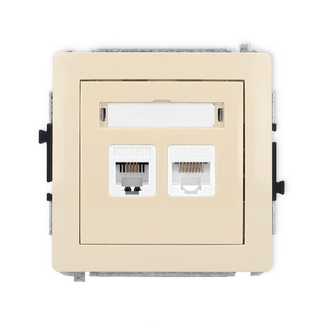 DECO Mechanizm gniazda telefonicznego pojedynczego 1xRJ11 + komputerowego pojedynczego 1xRJ45, kat.