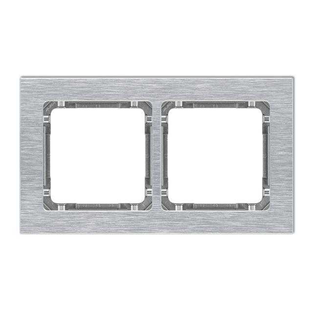 DECO Ramka uniwersalna podwójna - aluminium szczotkowane (ramka: srebrna; spód: grafitowy) srebrny