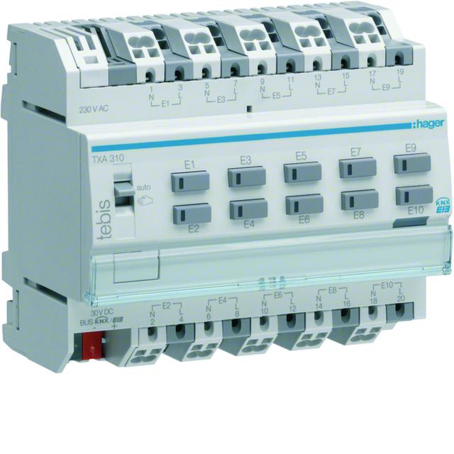 KNX e/s Wejście binarne 10-krotne 230V AC TXA310 HAGER