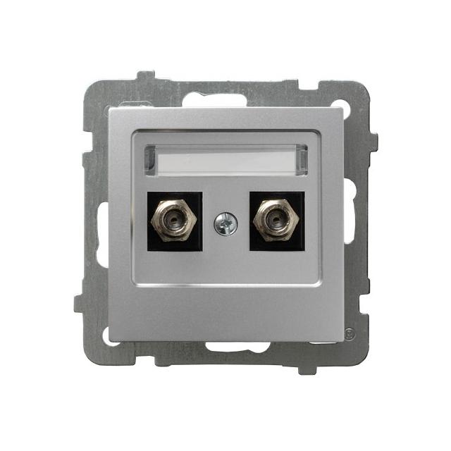 AS Gniazdo antenowe typu F podwójne - kolor srebro