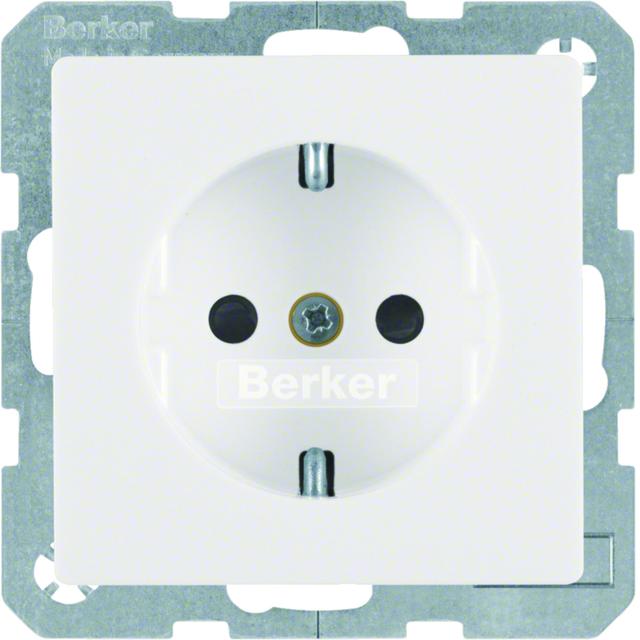 BERKER Q.x Gniazdo SCHUKO z przysłonami styków biały aksamit 41236089 HAGER
