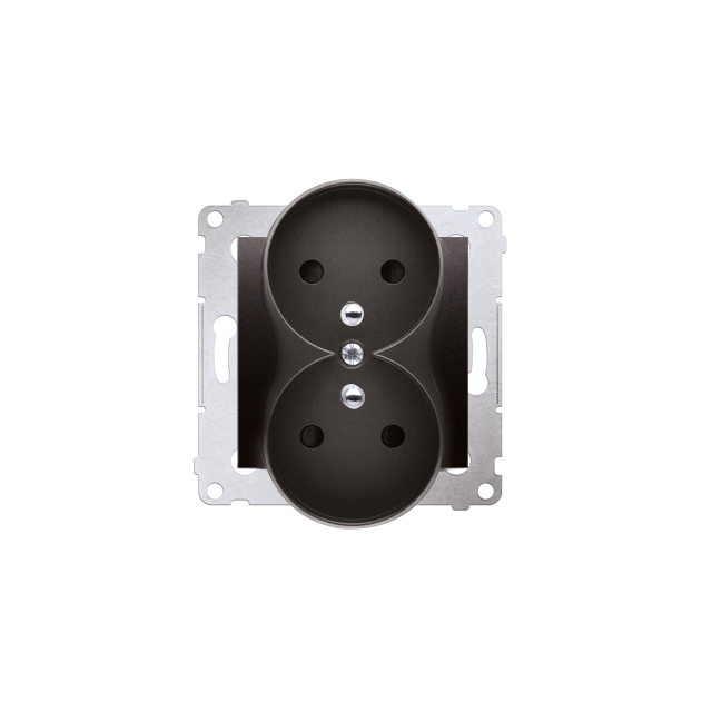 Simon 54 Nature Gniazdo wtyczkowe z uziemieniem z przesłonami podwójne do ramek NATURE 16A 250V zaciski śrubowe antracyt DGZ2MZN.01/48 KONTAKT
