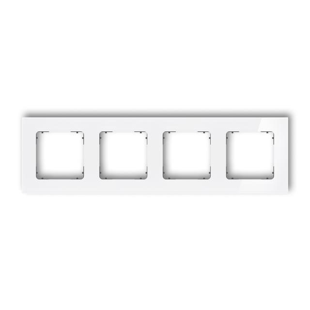 ICON Ramka uniwersalna poczwórna kwadratowa - efekt szkła (ramka: biała; spód: grafitowy mat) biały