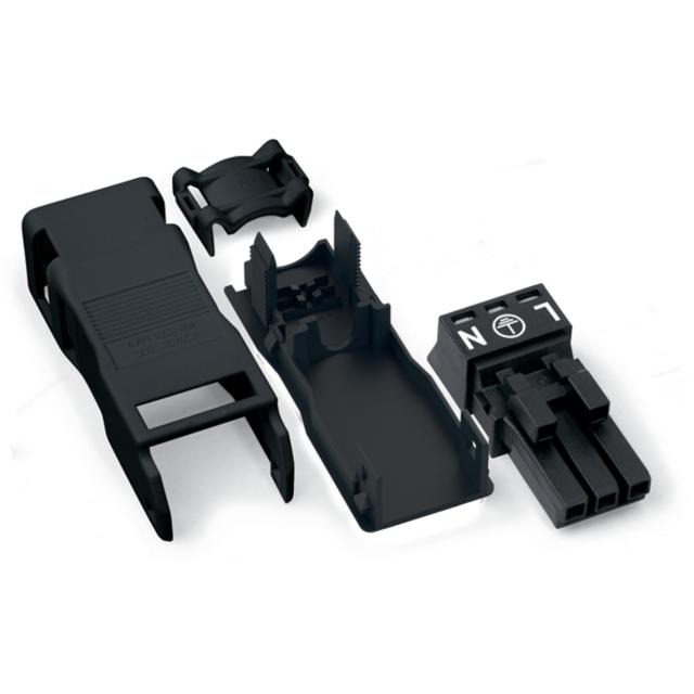 WINSTA MINI gniazdo 3-torowe czarne z obudową odciążającą naciąg