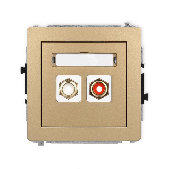 DECO Mechanizm gniazda podwójnego RCA (typu cinch - biały i czerwony, pozłacany) złoty metalik