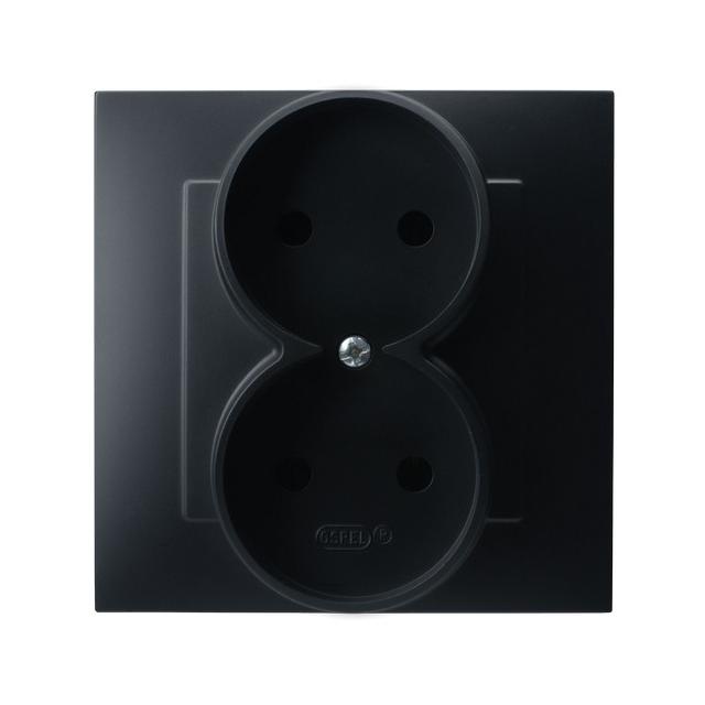 SZAFIR Gniazdo podwójne kompletne z ramką - kolor czarny metalik
