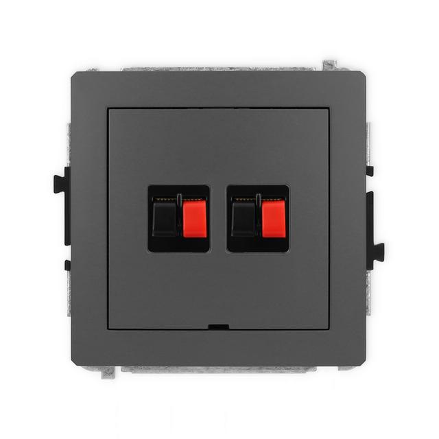 DECO Mechanizm gniazda głośnikowego podwójnego, bez pola opisowego grafitowy mat