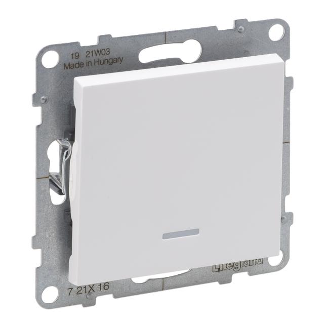 SUNO - Łącznik schodowy z podświetleniem - 10 AX - 250 V~ - zaciski automatyczne, Biały, Legrand