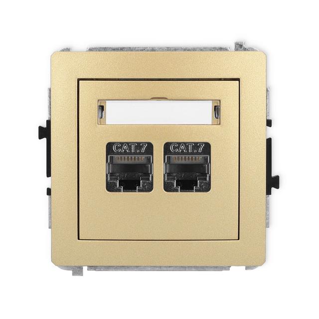 DECO Mechanizm gniazda komputerowego podwójnego 2xRJ45, kat. 7, ekranowany, 8-stykowy złoty