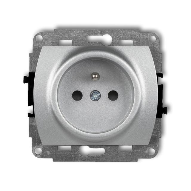 TREND Mechanizm gniazda pojedynczego z uziemieniem 2P+Z (przesłony torów prądowych) srebrny metalik