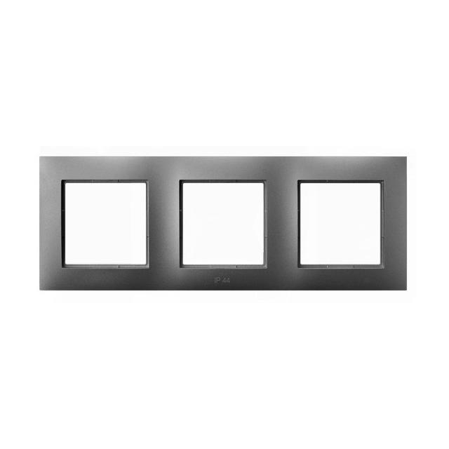 ARIA Ramka potrójna do łączników IP-44 - kolor szary mat