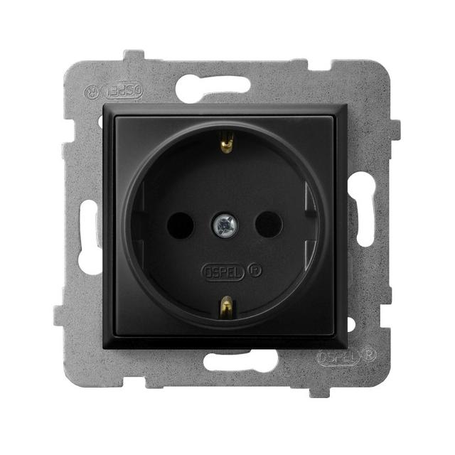 ARIA Gniazdo pojedyncze z uziemieniem schuko - kolor czarny metalik