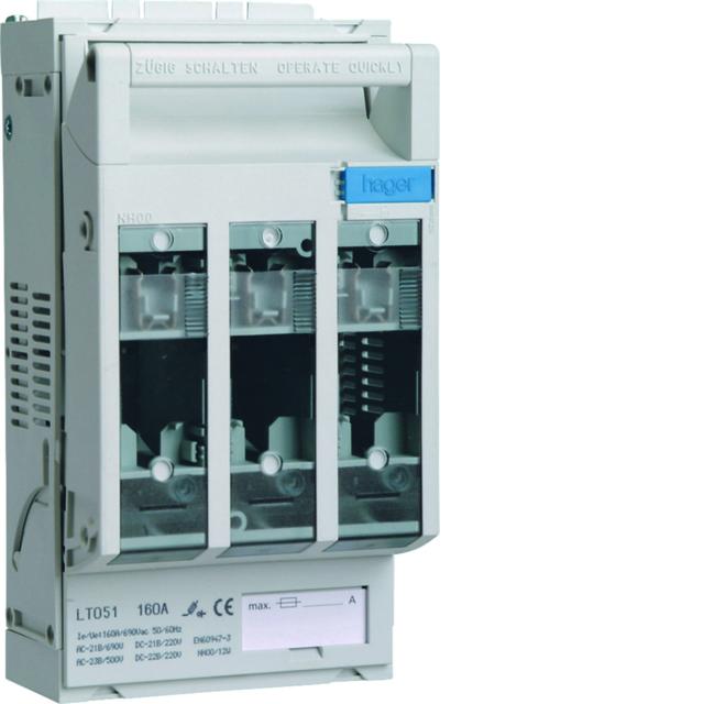 LT rozłącznik bezpiecznikowy NH00 3P 160A 690V AC LT051 HAGER