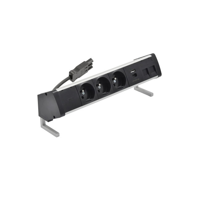 Simon 480 TS48-410E30BK0-40 Biurkowy zestaw gniazd 3 gn. typ E + ładow. USB A+C i płytka dla 2 złącz 48410E30BK00000-40 KONTAKT