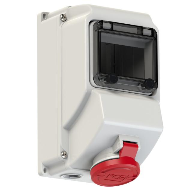 GNIAZDO Z MIEJSCEM NA WYŁĄCZNIK NA SZYNĘ DIN TH 35 16A 400V 3P+Z IP44 IP44