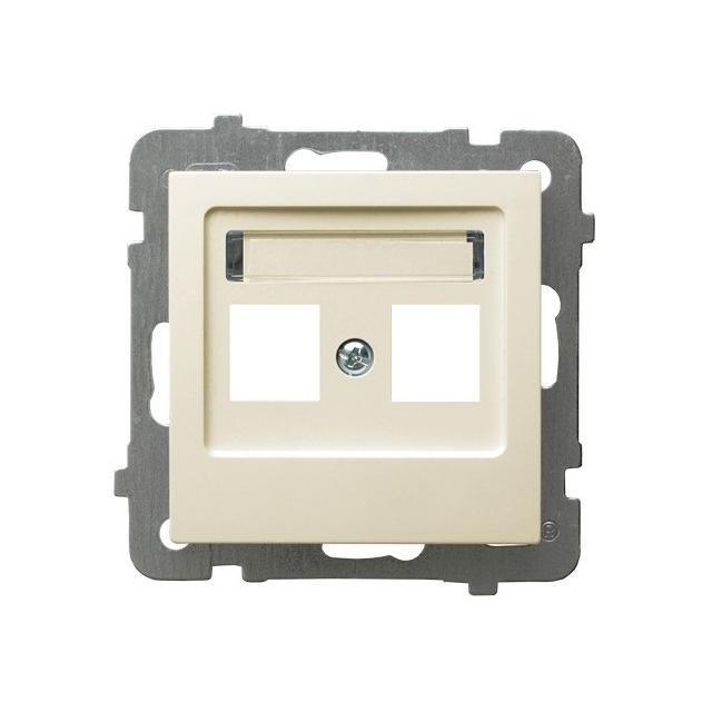 AS Obudowa gniazda podwójnego typu Keystone prosta - kolor ecru