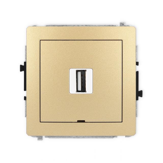 DECO Mechanizm gniazda pojedynczego USB A-A 2.0, bez pola opisowego złoty