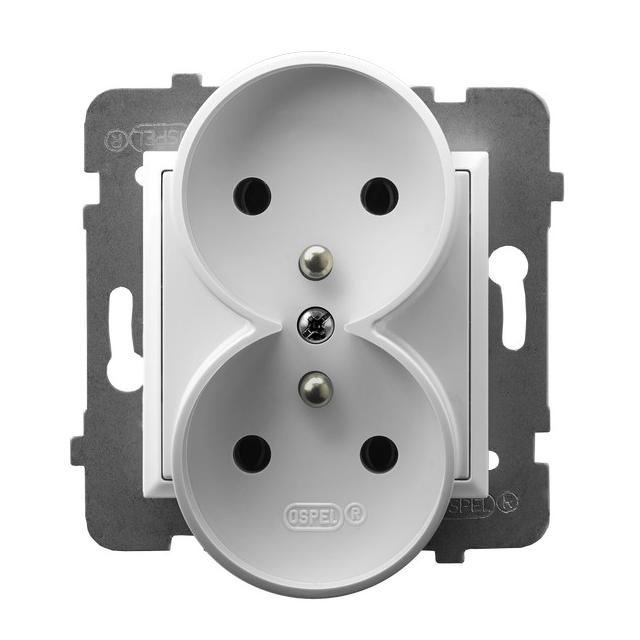 ARIA Gniazdo podwójne z uziemieniem moduł bez ramki - kolor biały GP-2URAZ/m/00